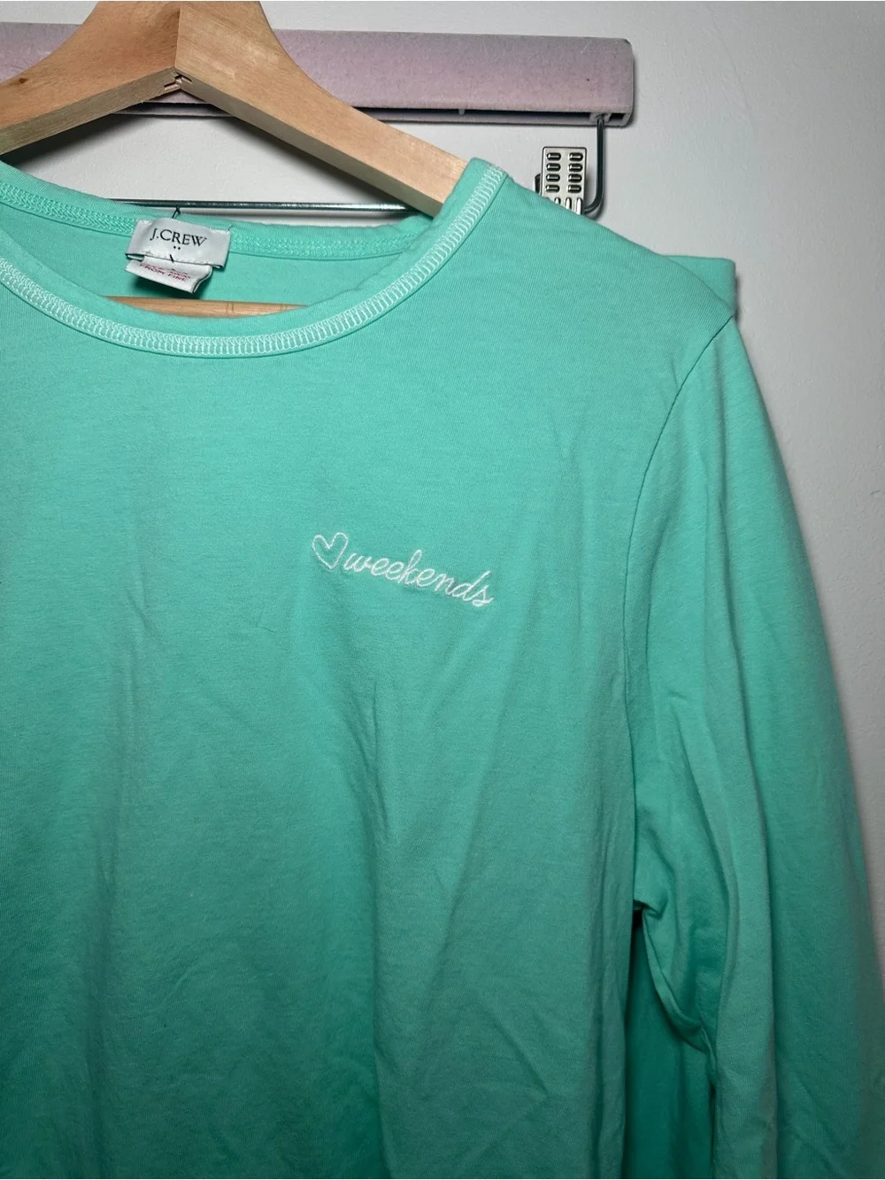 J.Crew Mint Green Weekends Pajama Set Size Large 100% Cotton Lounge Set